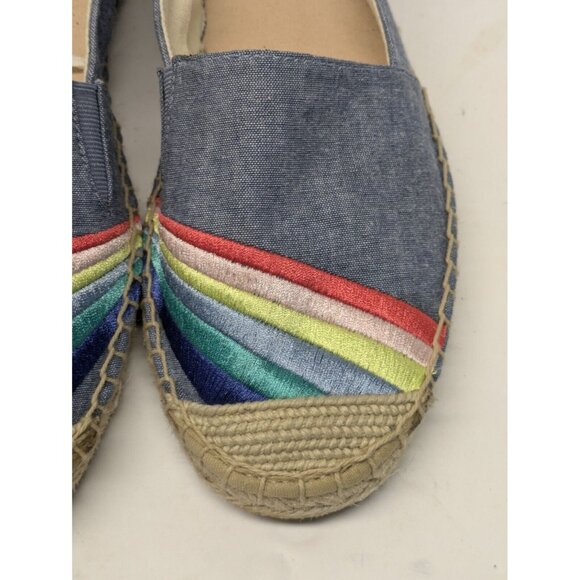 Joules Chambry Espadrilles Shoes Women’s Size 7 Flats Blue Canvas Jute Toe Cap - Picture 3 of 11